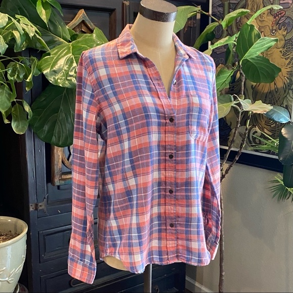 Current/Elliott Slim Boy Shirt In Stardust Plaid - Picture 4 of 13